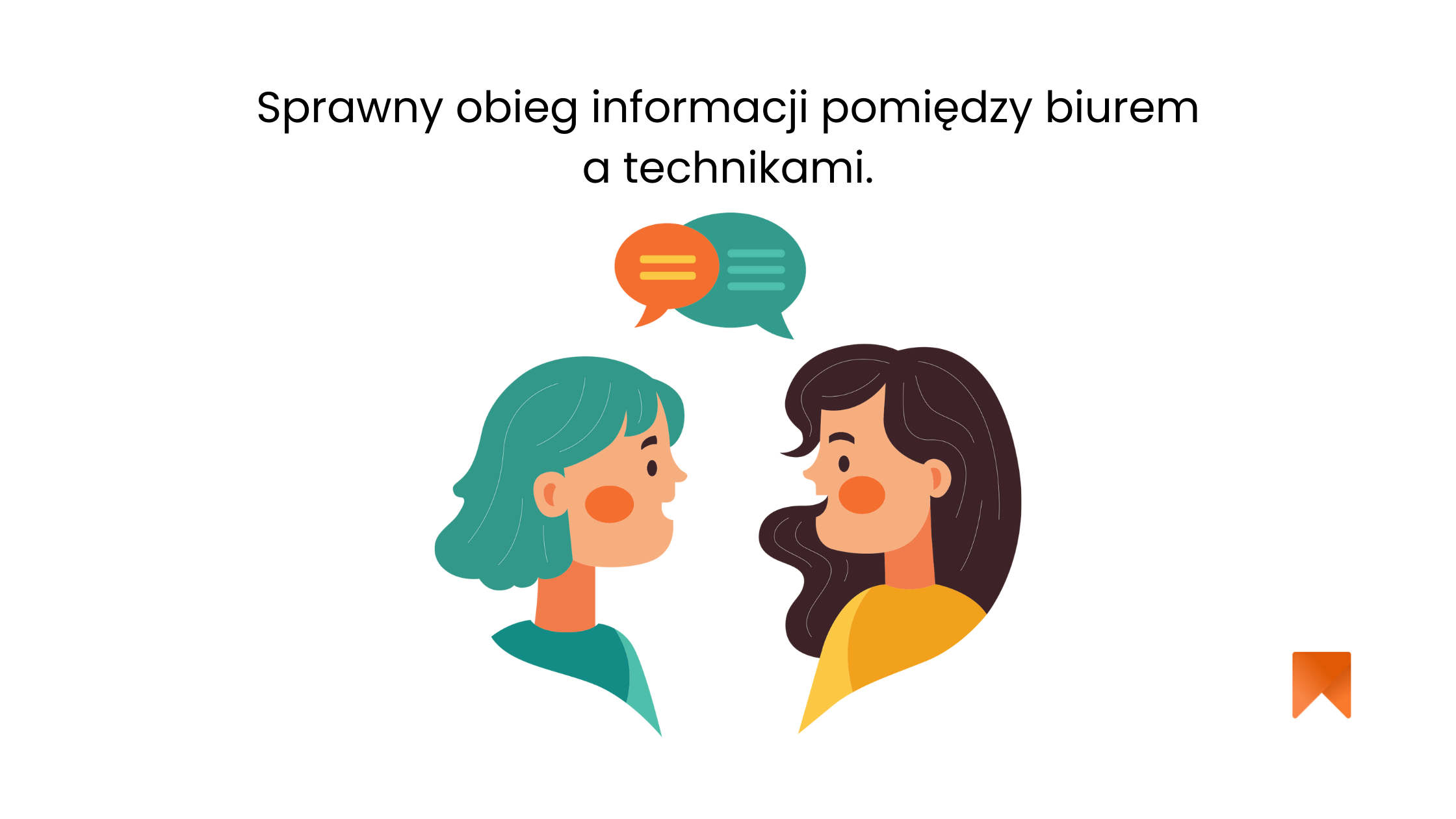 obieg informacji pomiędzy biurem a technikami